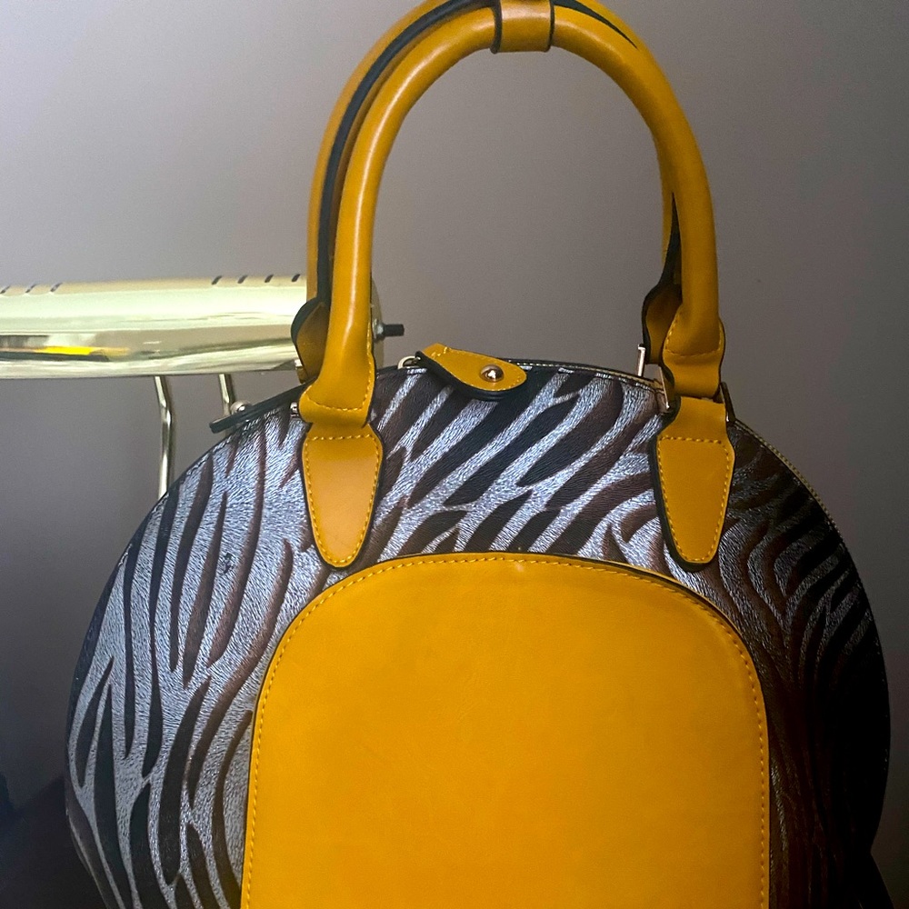 Yellow & zebra print medium sized handbag